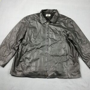 Tribeca Studio Womens Leather Jacket Black Full Zip Coat Long Sleeve Plus 22W